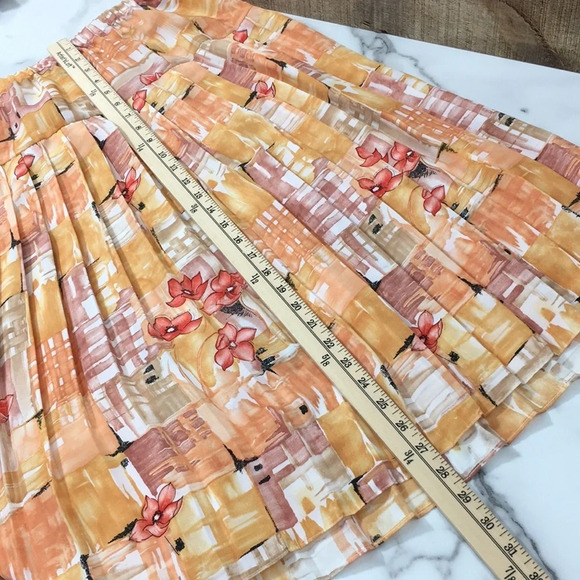 Leslie Belle Vintage Skirt Top Set Orange Floral - Picture 15 of 16